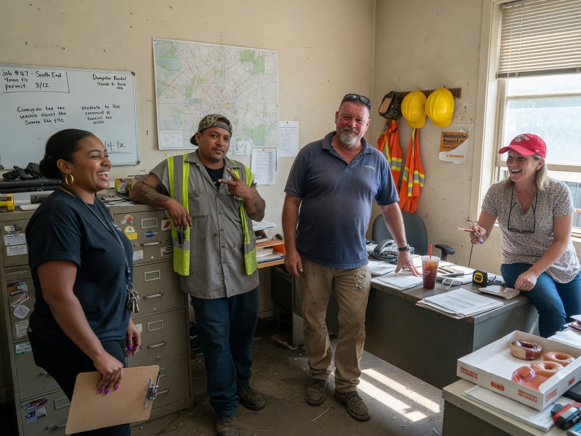 The Charlotte Dumpster Rental pros team at work in Charlotte