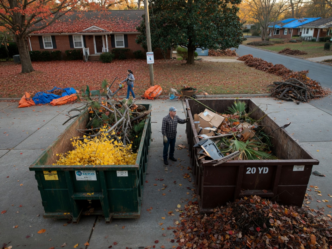 Choosing Dumpster Sizes for Fall Leaf and Storm Debris Cleanup in Charlotte